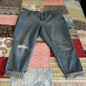 Ava & Viv cropped jeans, light wash, high waist, size 18W